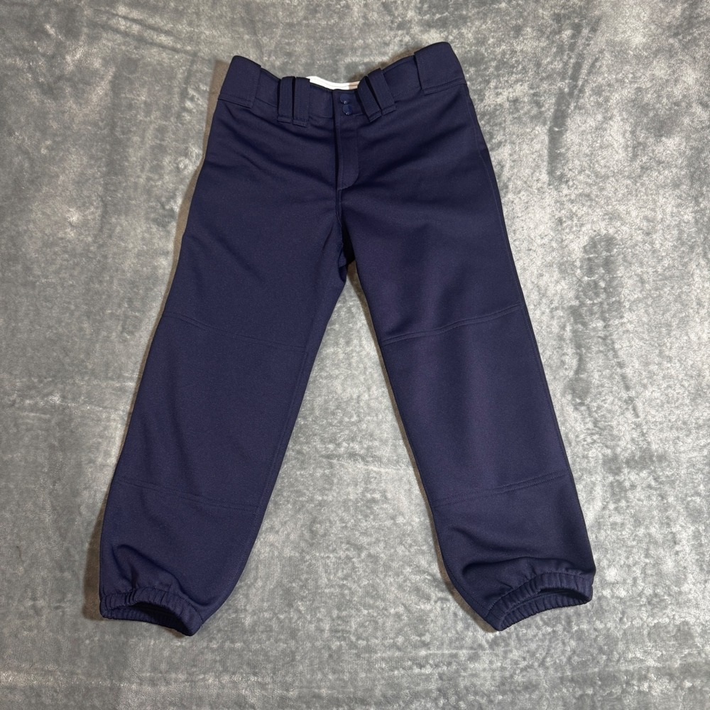 Mizuno Baseball Pants Navy Blue Youth Elastic Bottom Athletic Uniform Small
